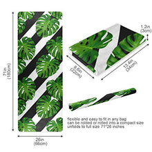 Load image into Gallery viewer, Baofu Tropical Leaves Non Slip Yoga Mat Exercise Fitness Eco Friendly Hot Mat Long TPE Foldable Natural Non-Toxic Pilates Mat with Carrying Bag 71"x26"