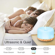 Load image into Gallery viewer, Essential Oil Diffuser, 500ml Diffusers for Essential oils with Remote Control, Ultrasonic Aromatherapy Diffuser Humidifier with Adjustable Mist Mode, 7 Color Changing LED Lights & Waterless Auto-Off