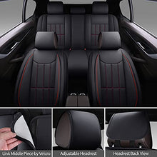 Load image into Gallery viewer, SPEED TREND Leather Car Seat Covers, Premium PU Leather & Universal Fit for Auto Interior Accessories, Automotive Vehicle Cushion Cover for Most Cars SUVs Trucks (ST-003 Full Set, Black&RED)