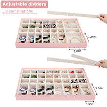 Load image into Gallery viewer, Mebbay Stackable Jewelry Trays Organizer with Lid, Jewelry Storage Display Trays for Drawer, Earring Necklace Bracelet Ring Organizer, Set of 3 (Pink)