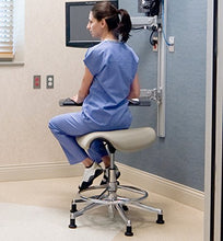 Load image into Gallery viewer, Freedom Saddle Seat Humanscale Chair F300 - Graphite Frame Graphite Fabric - Standard Casters