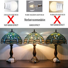 Load image into Gallery viewer, Tiffany Lamp 18 Inch Tall Sea Blue Stained Glass Dragonfly Crystal Style Shade Accent Antique End Bedside Art Table Desk Light Decorative Living Room Bedroom College Dorm S147 WERFACTORY