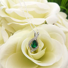 Load image into Gallery viewer, Dazzlingrock Collection Pear 9X6 MM Lab Created Emerald & Round Diamond Ladies Teardrop Pendant, 14K White Gold