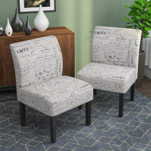 Load image into Gallery viewer, mecor Modern Armless Accent Chairs Set of 2, Upholstered Fabric Dining Chairs w/Solid Wood Legs for Dining Living Room Sofa (Letter-Print, Beige)