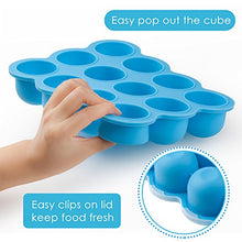 Load image into Gallery viewer, Samuelworld Baby Food Storage Container, 12 Portions Freezer Tray with Lid, 12x2.5oz BPA Free, Silicone, Perfect for Homemade Baby Food, Vegetable & Fruit Purees and Breast Milk