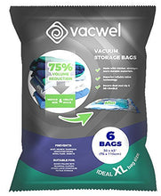 Load image into Gallery viewer, Vacwel Jumbo Vacuum Storage Bags for Clothes, Quilts, Pillows, Space Saver Size 43x30” Extra Strong (Pack of 6)