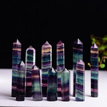 Load image into Gallery viewer, Lookatool Black Tourmaline raw Crystal gems Piedra selenita Stone dig, Natural Hexagonal Crystal Quartz Healing Fluorite Wand Stone Purple Green Gem (Colorful, 6.5-7cm)