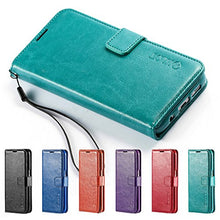 Load image into Gallery viewer, Samsung Galaxy S7 Edge Case, HLCT PU Leather Case, with Soft TPU Protective Bumper, Built-in Kickstand, Cash and Card Pockets (Teal)