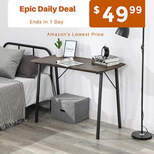 Load image into Gallery viewer, Office Computer Desk Modern Study Writing Table Small Kids Desk Home Wood Work Desk with Metal Legs Industrial Tiny Desk for Bedroom, 39.4 x 18.9 x 29.1 inch Walnut Brown