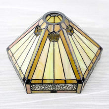 Load image into Gallery viewer, Tiffany Style Torchiere Light Floor Standing Lamp Wide 12 Tall 66 Inch Yellow Hexagon Stained Glass and Mission Style Lampshade for Living Room Bedroom Antique Table S011 WERFACTORY
