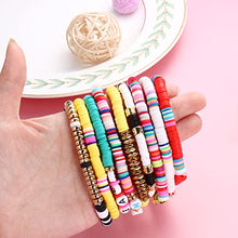 Load image into Gallery viewer, BESTEEL 18 Pcs Surfer Heishi Bracelets for Women Rainbow Vinyl Disc Beaded Stretch Bracelets Multiple Beach Surfer Bracelet Set