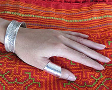 Load image into Gallery viewer, Hammered Shiny Handmade Sterling Silver Large Long Boho Statement Ring, Wide Band Wrap Adjustable to Sizes 6-12,Also as Thumb Ring, Gift for Her