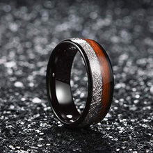 Load image into Gallery viewer, King Will Nature Men's 8mm Tungsten Carbide Ring with Wood & Silver Wire & Arrow Inlay Wedding Rings Dome Edge Comfort Fit 10