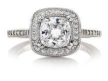 Load image into Gallery viewer, Zoe R Sterling Silver Micro Pave Hand Set Cubic Zirconia Halo 6mm Cushion-Cut Center Wedding Set Size 6