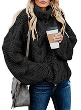 Load image into Gallery viewer, Dokotoo Womens Turtleneck Sweater High Neck Batwing Long Sleeve Ribbed Cozy Oversized Pullovers Sweaters Casual Winter Knitted Outerwear Jumpers Green Small