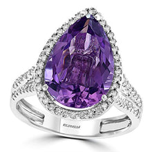 Load image into Gallery viewer, Effy 14K White Gold Amethyst and Diamond Ring, 6.04 TCW