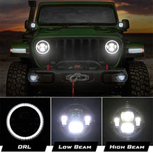 Load image into Gallery viewer, Kiwi Master 9 Inch Round LED Headlights Halo DRL for Jeep Gladiator JT 2018-2023 Jeep Wrangler JL Accessories High Low Beam Headlight with Daytime Running Lights (New Version Adjustable Screw)