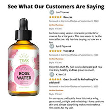 Load image into Gallery viewer, Rose Water Toner by Teak Naturals, 100% Organic Natural Moroccan Rosewater (Chemical Free) 4 oz