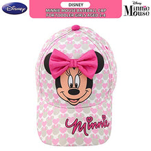 Load image into Gallery viewer, Disney Girls Minnie Mouse Cotton Baseball Cap with 3D Bowtique Bow (Toddler/Little Girls), Size Age 2-4, Minnie Mouse Hearts