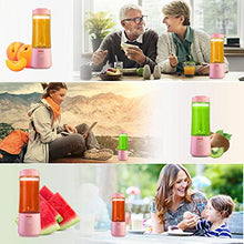 Load image into Gallery viewer, Solucky Portable Personal Blender,Fast Mixer for Smoothie, Fruit Juicer, DIY Milk Shakes, 400ml, Six 3D Blades for Great Mixing(Pink)