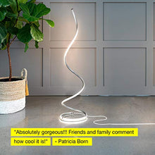 Load image into Gallery viewer, Brightech Allure - 32” Bright LED Spiral Lamp Gets Compliments - Modern Curved Pole Light for Bedrooms & Living Rooms - Floor Standing/End Table Lamp with Built In Dimmer Switch - Platinum