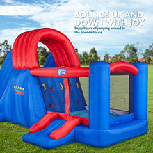Load image into Gallery viewer, Sunny & Fun Ultra All-Play Inflatable Water Slide Park – Heavy-Duty for Outdoor Fun - Climbing Wall, Slides, Bounce House, Volley Net, Deep Pool – Inflate with Included Air Pump & Carrying Case