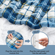 Load image into Gallery viewer, OCTROT Heated Blanket Electric Throw, Heating Blanket with 10 Heating Levels & 8 Hours Auto Off, Thick Soft Fuzzy Heat Blanket Sherpa Flannel Plush Checkered Plaid Blanket for Couch, 50x60 inch Blue