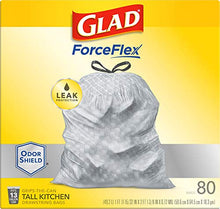 Load image into Gallery viewer, Glad ForceFlex Grey Tall Kitchen Drawstring Trash Bag, Unscented, 13 Gal, 80 Ct (Package May Vary), Trv236004 (79009)