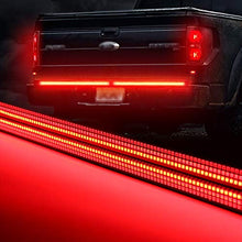 Load image into Gallery viewer, OPL5 Triple Tailgate Light Bar 48 inch Waterproof Plug-and-Play Aluminum Frame No Drill Install Amber Turn Signal, Red Brake/Running, White Reverse Lights for Pickup Truck(48" Yellow Turn Signals)