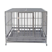 Load image into Gallery viewer, Polar Aurora Pet Dog Cage Heavy Duty Strong Metal Crate Kennel Playpen w/Lockable 4 Wheels&Tray (42, Grey)