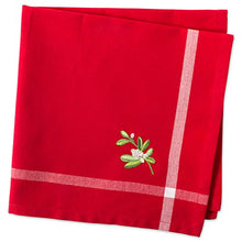 Load image into Gallery viewer, DII Embroidered Corner Christmas & Holiday Tabletop Collection, Napkin Set, Mistletoe 6 Piece
