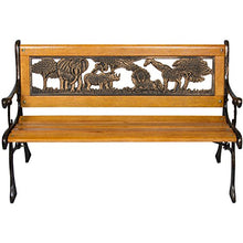 Load image into Gallery viewer, Best Choice Products Kids Mini Sized Outdoor Hardwood Patio Park Bench Decoration Accent w/Aluminum Frame and Safari Animal Accents, Brown