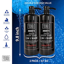 Load image into Gallery viewer, Dead Sea Collection Men’s Body Wash - Pack of 2 (67.6 Fl. Oz) - Sandalwood 3 in 1 Body Wash for Men - Face Wash for Men with Shower Gel for Men and Shampoo for Men to Keeping You Feeling Fresh & Cool