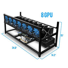 Load image into Gallery viewer, Kingwin Bitcoin Miner Rig Case W/ 6, or 8 GPU Mining Stackable Frame - Expert Crypto Mining Rack W/ Placement for Motherboard for Mining - Air Convection to Improve GPU Cryptocurrency (8 GPU)