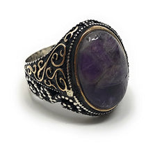 Load image into Gallery viewer, KAR 925K Stamped Sterling Silver Amethyst Men's Ring I1F (12)