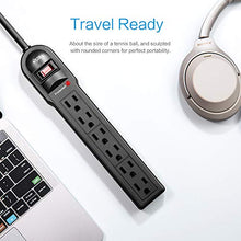 Load image into Gallery viewer, KMC 6-Outlet Surge Protector Power Strip 2-Pack, 900 Joule, 4-Foot Cord, Overload Protection, Black