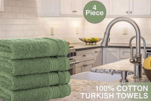 Load image into Gallery viewer, Luxury Turkish Cotton Washcloths for Easy Care, Extra Soft & Absorbent, Fingertip Towels, 4 Pack Washcloth Set by United Home Textile, Sage Green