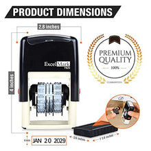 Load image into Gallery viewer, ExcelMark 7820 Self-Inking Rubber Date Stamp – Great for Shipping, Receiving, Expiration and Due Dates (Blue Ink)
