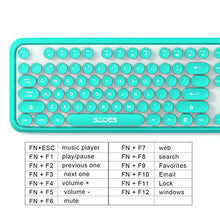 Load image into Gallery viewer, SADES V2020 Wireless Keyboard and Mouse Sets,White Blue Retro Style Keyboard with Round Keycaps,2.4GHz Dropout-Free Connection Mouse with 3 Adjustable DPI,Long Battery Life for Windows,Notebook,PC