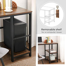 Load image into Gallery viewer, VASAGLE L-Shaped Computer Desk, Corner Desk, Office Study Workstation with Shelves for Home Office, Space-Saving, Easy to Assemble, Industrial, Rustic Brown and Black ULWD72X