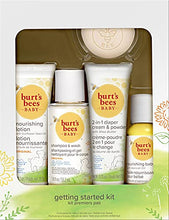 Load image into Gallery viewer, Burt's Bees Baby Getting Started Gift Set, 5 Trial Size Baby Skin Care Products, Lotion, Shampoo & Wash, Daily Cream-to-Powder, Baby Oil and Soap, Yellow