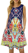Load image into Gallery viewer, Summer Casual Tshirt Dresses for Women Swing Sun Dress Beach Swimsuit Cover Ups with Pockets Small Deep Blue