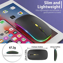 Load image into Gallery viewer, 【Upgrade】 LED Wireless Mouse, Rechargeable Slim Silent Mouse 2.4G Portable Mobile Optical Office Mouse with USB & Type-c Receiver, 3 Adjustable DPI for Notebook, PC, Laptop, Computer, Desktop (Black)