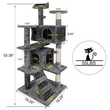 Load image into Gallery viewer, Nova Microdermabrasion 53 Inches Multi-Level Cat Tree Stand House Furniture Kittens Activity Tower with Scratching Posts Kitty Pet Play House (Grey)