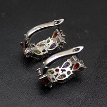 Load image into Gallery viewer, Women Gemstone Earrings Peridot Garnet Amethyst Morganite Fashion Jewelry (Clip-on Earrings)