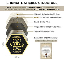 Load image into Gallery viewer, EMF SHUNGITE Protection Cell Phone Stickers – SHUNGITE EMF Protection stickers – ANTI-Radiation Shields - 5G Blockers – Anti-Radiation Protector for Phone - EMF 5G Neutralizer – Saver Chip – BIO Card - GIFT Box 6+2 pcs - ALL Devices