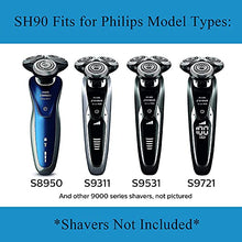 Load image into Gallery viewer, SH90 Replacement Heads for Philips Norelco Shaver 9000 Series, S8950,SW9700,SW6700,9000 Shaver Replacement Blades Sh90/70 Electric Razor Replace for Men,3 Pack & a Brush