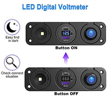 Load image into Gallery viewer, Cigarette Lighter Socket Panel, Qidoe PD3.0 & QC3.0 48W USB C Car Charger and DC 250W Lighter Socket Waterproof Rocker Toggle Switch 12V/24V USB Outlet Panel for Car, RV, Marine, Boat, Camper, Truck