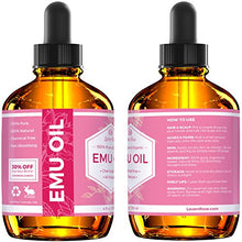 Load image into Gallery viewer, Emu Oil by Leven Rose, 100% Pure Natural Hair Strengthener Scar Minimizer Anti Aging Skin Moisturizer 4 oz