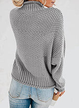 Load image into Gallery viewer, Machico Women's Turtleneck Long Batwing Sleeve Loose Oversized Chunky Knitted Pullover Sweater Jumper Tops (Gray, Small)